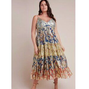 Anthropologie Verb Echo Tiered Metallic Maxi Dress - 26W